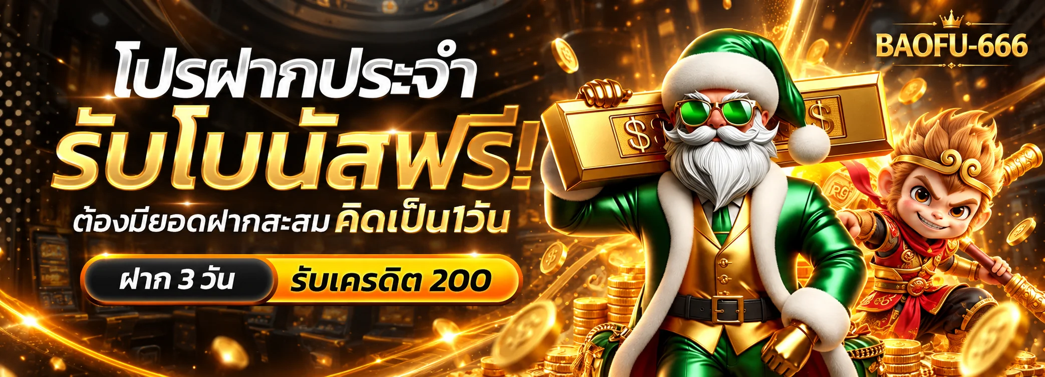 แบนเนอร์โปรฝาก BAOFU-666 โทนดำส้มทอง